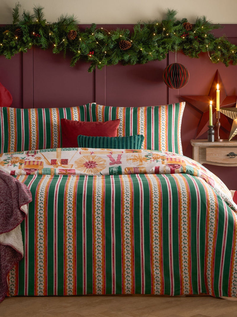 Christmas green reversible duvet cover set - British product
