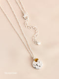 Silver Tone Birthstone Birth Flower Necklace