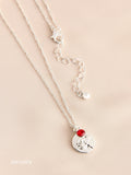 Silver Tone Birthstone Birth Flower Necklace