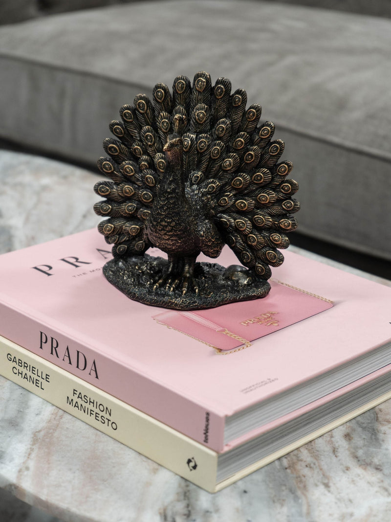 Libra Interiors Bronze Peacock Sculpture