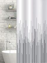 Showerdrape Grey City Stripe Water-Resistant Shower Curtain 180x180cm