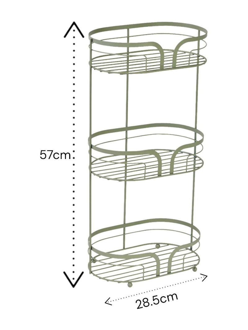 Showerdrape Dante floor caddy and toilet roll holder in sage green (British brand)