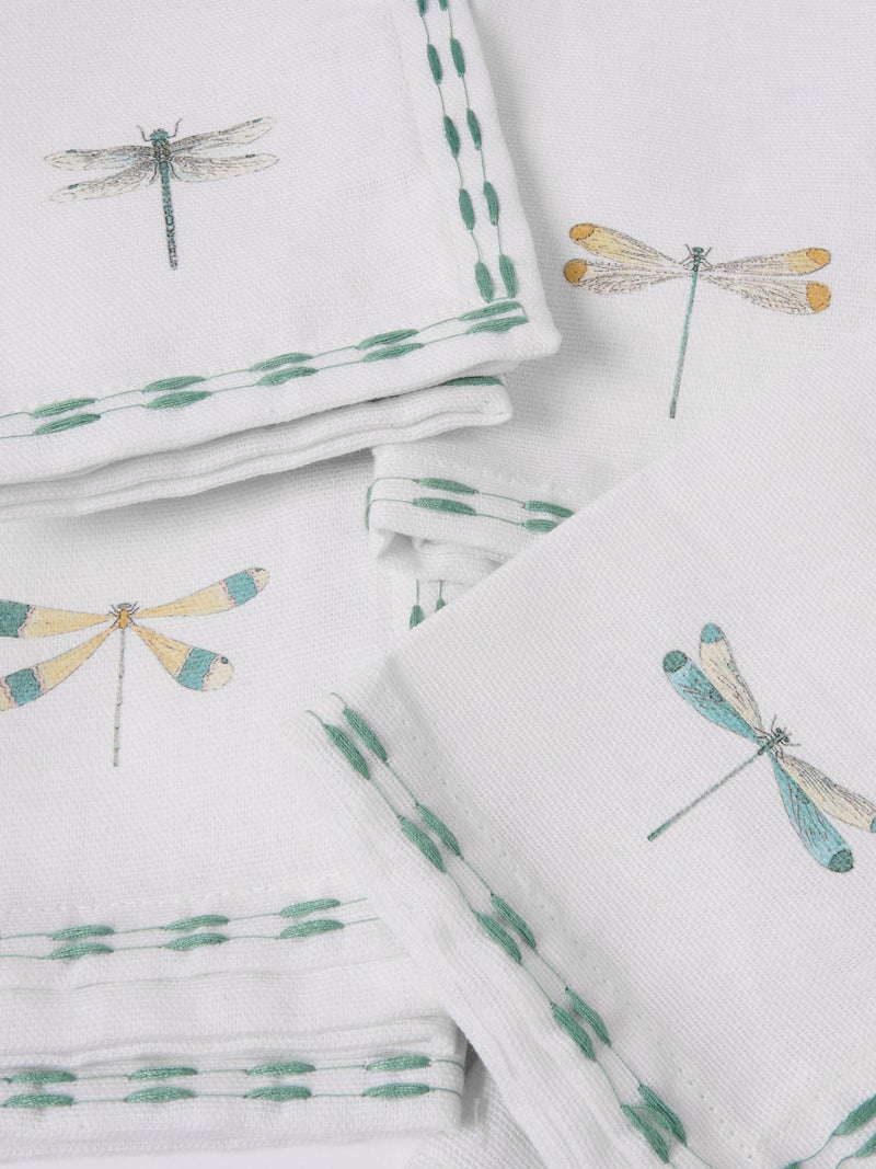 Sophie Allport Embroidered Dragonfly Napkins Off White 41cm Square (British brand)