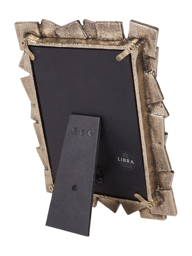 Libra Interiors Gold Montrose cast aluminium photo frame 5x7, UK version