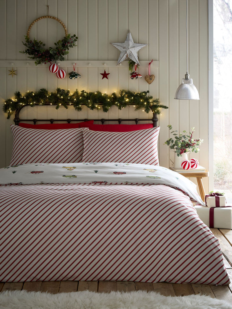 Christmas duvet cover set with multi festive cars design - British product