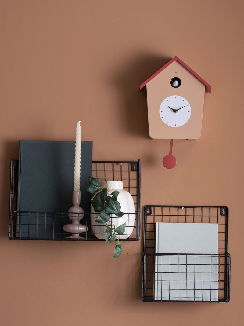 Karlsson soft brown red ochre cuckoo wall clock, UK version