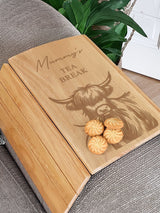 PMC Personalised Highland Cow Wooden Sofa Tray 25cm