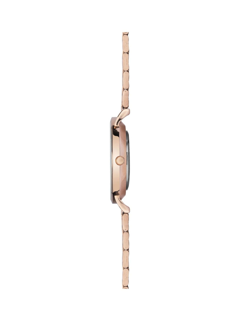 Rose gold plated analogue watch with bracelet (British brand)