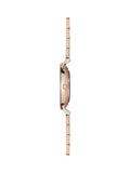 Rose gold plated analogue watch with bracelet (British brand)