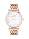 Rose gold plated analogue watch with bracelet (British brand)