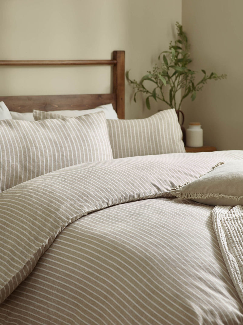 Holme Stripe Brushed Cotton Duvet Cover Set (British brand)