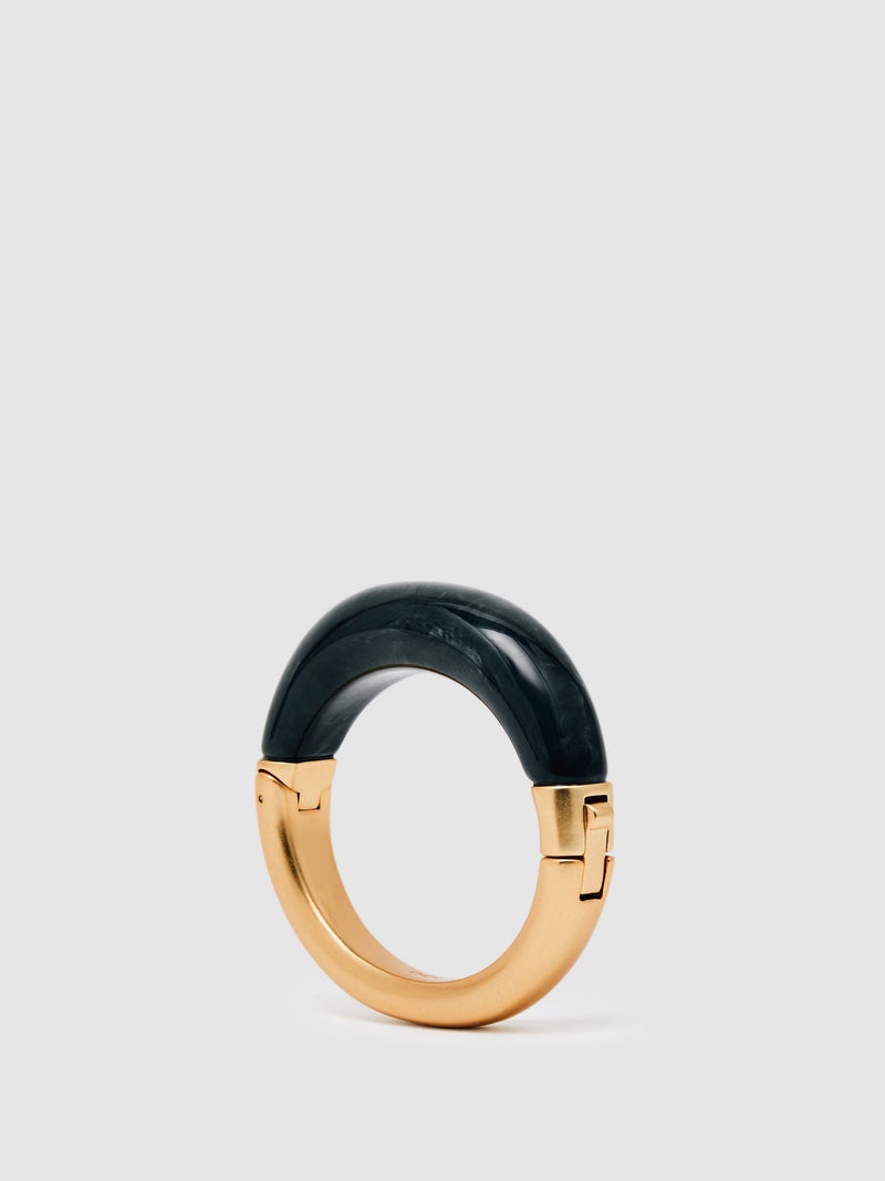 Reiss Salma bangle with gold tone and enamel finish, 1.5cm width, imported from the UK