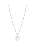 Engraved Heart Padlock Necklace with Silver Tone Chain 44-48 cm