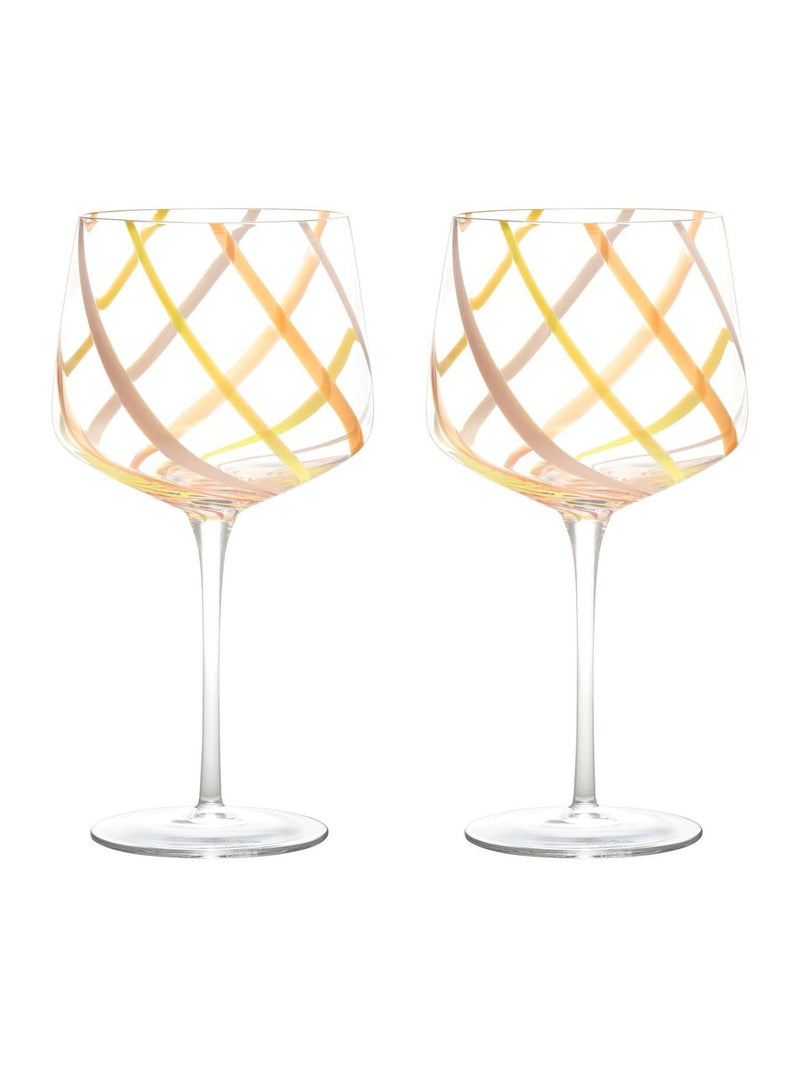 Set of 2 Handmade Gin Glasses with Citrus Colour Bands