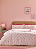Catherine Lansfield pink cherries bows reversible duvet cover set - British product