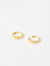 Oliver Bonas Gold Tone Tiny Triple Star Huggie Earrings
