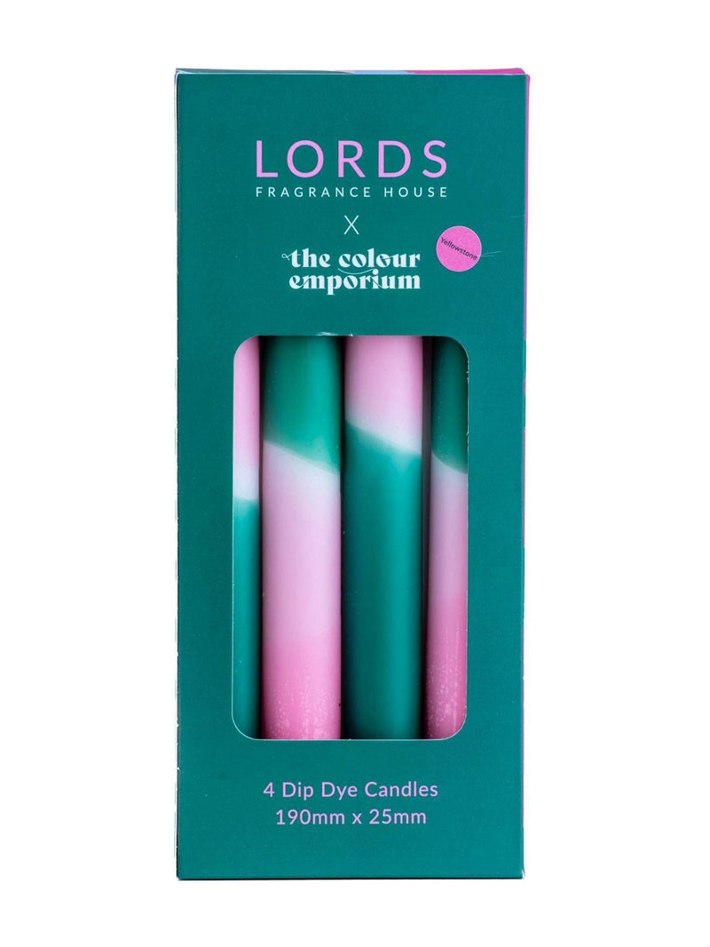 LORDS tapered scented Yellowstone dinner candles set of 4, UK version