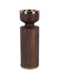 Libra Interiors Brown Amalfi wooden pillar candle holder 31cm, UK version