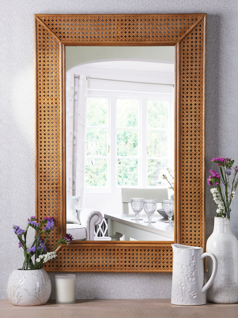 Laura Ashley Bayden rattan wall mirror 91cm x 61cm, UK version