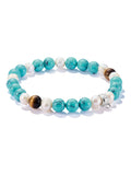 Thomas Sabo Silver Tone Beaded Bracelet Imitation Turquoise Pearl Tiger Eye (British brand)