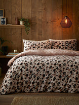 Fusion Natural Cosy Leopard Sherpa Reverse Duvet Cover Set