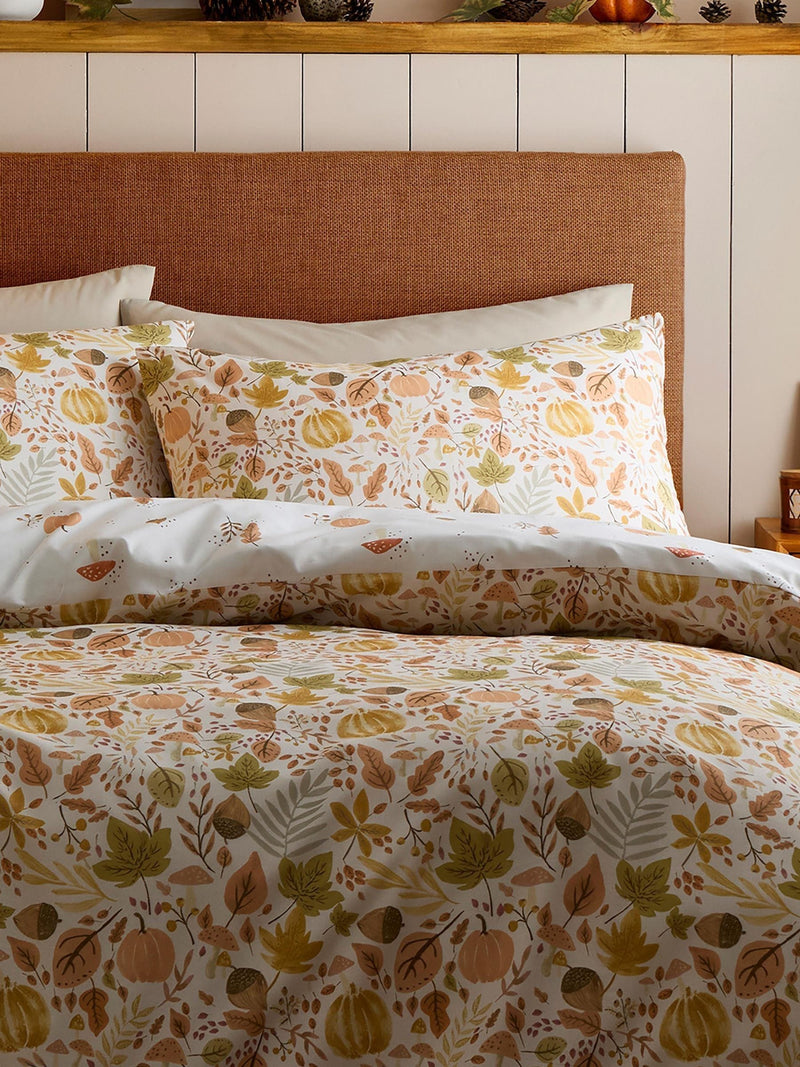 Dreams & Drapes natural autumn foliage reversible duvet cover set - British product