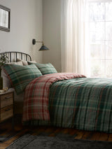 Dreams & Drapes Green Bennet Check Brushed Cotton Duvet Cover Set