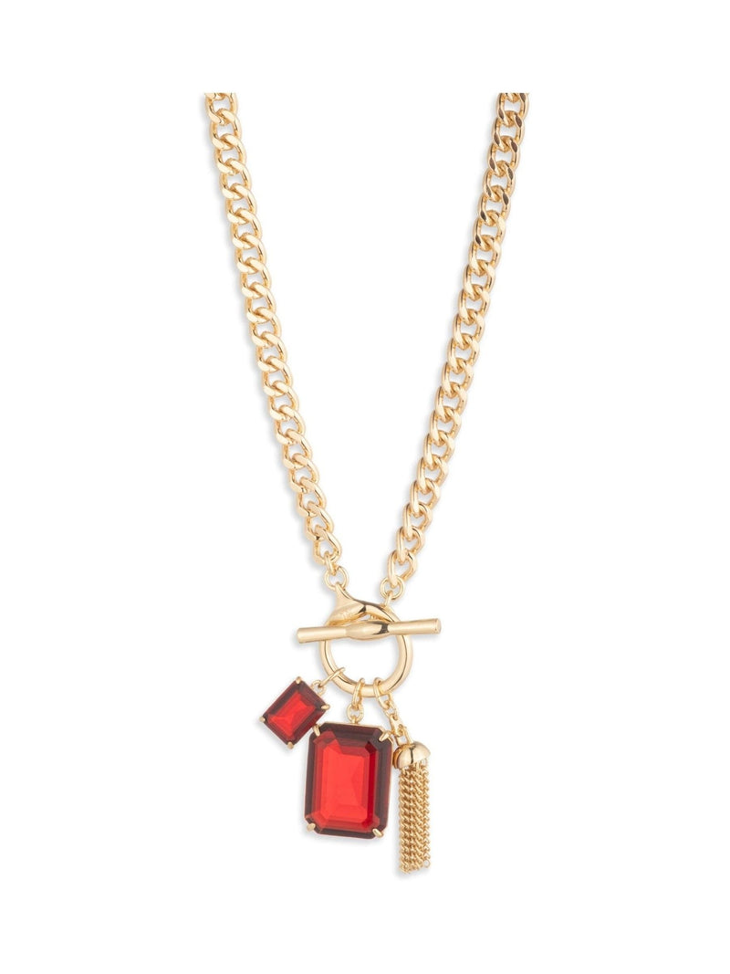 Gold-Tone Crystal Pendant Necklace 17-Inch with Toggle Closure