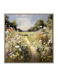 Wildflower art canvas print 51x51cm grey frame - British product