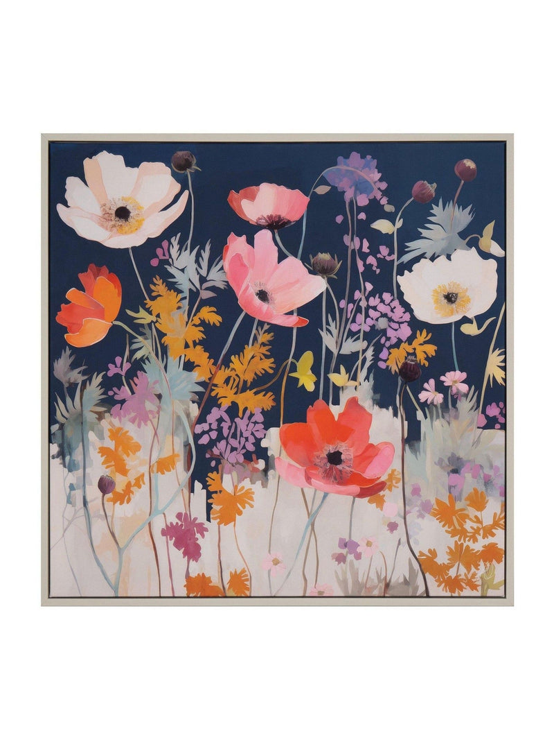 Canvas wall art with multicoloured wildflower design 61x61x3cm - British product
