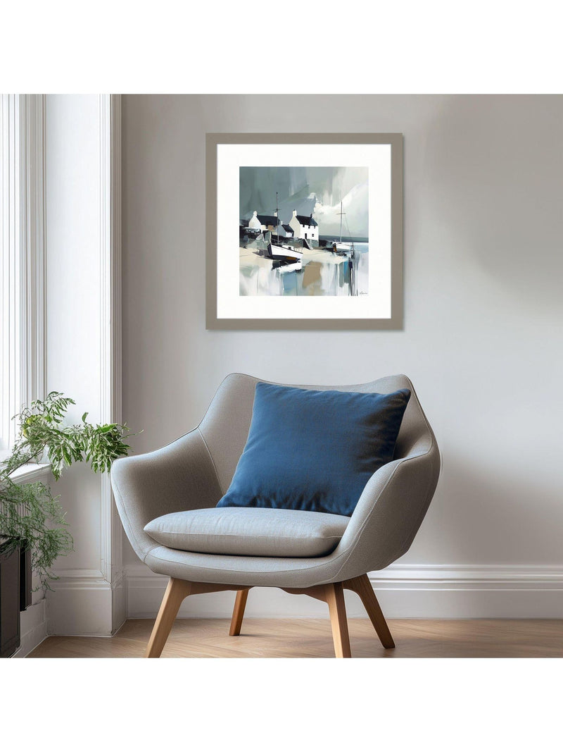 Blue grey sea spirit abstract wall art 53cm x 53cm - British product