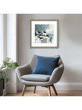 Blue grey sea spirit abstract wall art 53cm x 53cm - British product