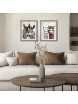 Art Marketing Brown Blue Eey and Ore Donkey Wall Art in Grey Frame 3x44x54cm