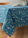 Catherine Lansfield navy blue enchanted twilight animals cotton tablecloth 137cm x 229cm - British product