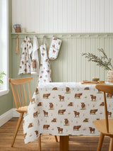 Catherine Lansfield Natural Angus Highland Cow Cotton Tablecloth 132cm x 178cm