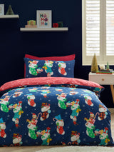 Catherine Lansfield Navy Christmas Elves Cotton Rich Duvet Cover Set