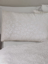 Catherine Lansfield Champagne Gold Embossed Ribbed Leaves Duvet and Pillowcase Set