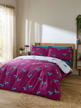 Their Nibs Plum Hummingbird Cotton Reversible Duvet Cover Set