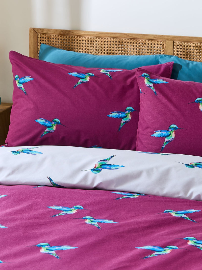Their Nibs plum hummingbird duvet cover set (British brand)