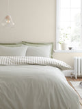 Bianca green Hampton stripe cotton reversible duvet cover set - British product