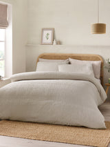Catherine Lansfield Natural Crinkle Seersucker Duvet Cover Set