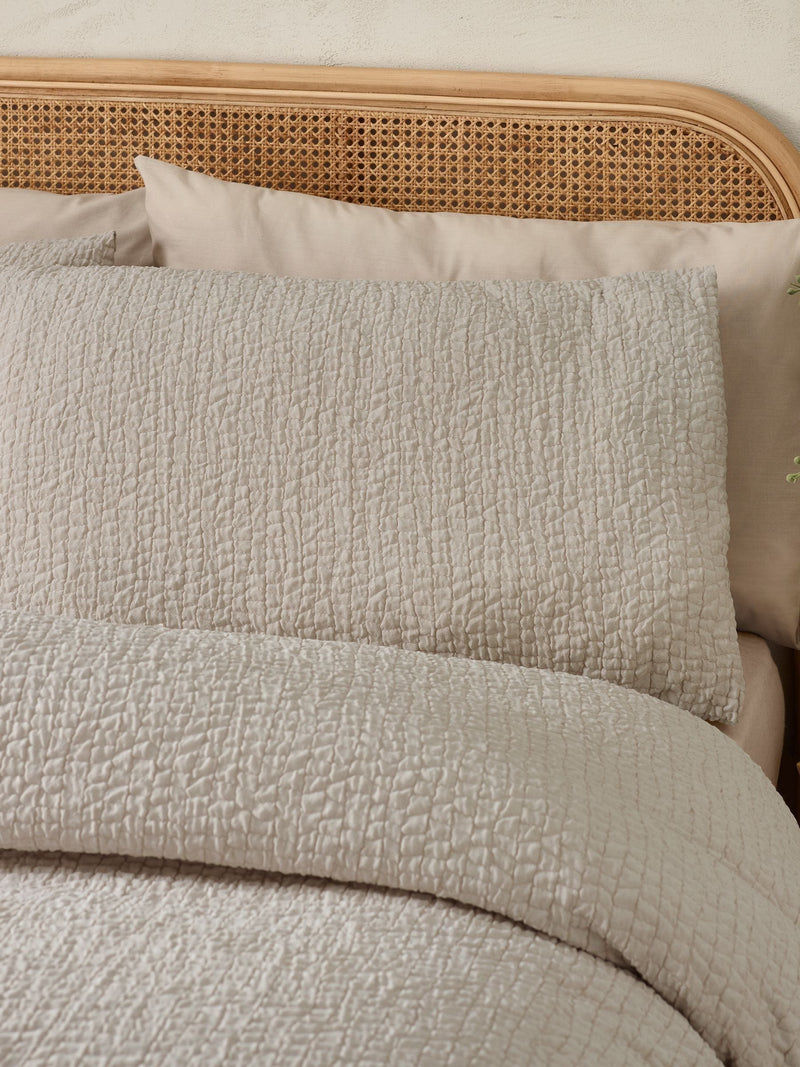 Catherine Lansfield natural crinkle seersucker duvet cover set - British product