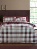 Catherine Lansfield Plum Kelso Check duvet cover and pillowcase set - British product