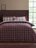 Catherine Lansfield Plum Kelso Check duvet cover and pillowcase set - British product