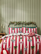 Catherine Lansfield Red Christmas Stripe Reversible Duvet Cover Set