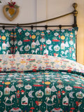 Green ornaments Christmas reversible duvet cover set - British product