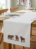 Catherine Lansfield Highland Cow cotton table runner 220cm - British product