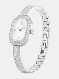 Stainless Steel Bracelet Watch with Crystal Bezel and Adjustable Band