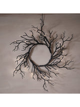 Lights4fun Pre Lit Black Twig Halloween Wreath 40cm