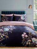 Sara Miller Deep Olive Green Oriental Blossom 220 Thread Count Duvet Cover and Pillowcase Set